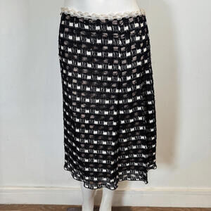 Anna Sui Black and White Midi Skirt